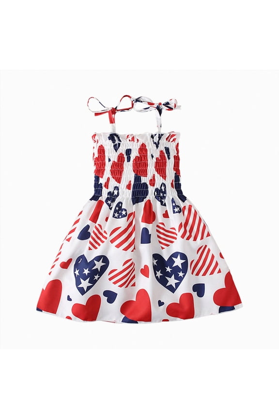 1T 2T 3T Baby Girls 4th of July Outfits 4T 5T 6T Kids Clothes Toddler Stars Stripes Dress Children Independent's Day Suit Birthday Gift (Sizes 4-5 Years,Watermelon Red)