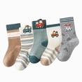 thumbnail image 1 of CAUYDY 1T 2T Baby Boys Floor Socks 5PC Set Toddler Cute Crew Socks Mid Calf for Fall Winter Spring Sizes 0-2 Years, 1 of 5