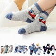 thumbnail image 1 of CAUYDY 1T 2T Baby Boys Floor Socks 5PC Set Toddler Cute Crew Socks Mid Calf for Fall Winter Spring Sizes 0-2 Years, 1 of 5