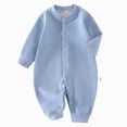 thumbnail image 1 of CAUYDY 1T 2T Baby Girl Pajamas Bodysuit Newborn Long Sleeve Romper Sleepers 3 6 9 Months Preemie Infant Fall Winter Clothes Cute Girls Jumpsuit Sizes 2-4 Months,Blue, 1 of 8