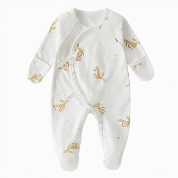 CAUYDY 3 6 9 12 18 24 Months Newborn Boy Coming Home Outfits Baby Sleepers Preemie Clothing Long Sleeve Bodysuit Fall Winter Infant Boys Pajamas Romper Gold for Sizes 1-3 Months