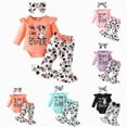 thumbnail image 1 of CAUYDY 3 6 9 12 18 Months Baby Girls Cow Outfit Toddler Girl Long Sleeve Romper Pants Headband 3PCS Cute Clothing Set Fall Winter Orange Sizes 9-12 Months, 1 of 7