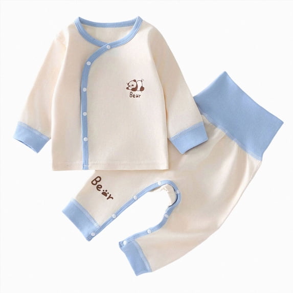 CAUYDY 3 6 9 12 Months Baby Boys Clothes Newborn Gift Pajamas for Boy Comfy Long Sleeve Shirt and Pants 2PCS Set Preemie Sleepers Infant Pjs Fall Winter Sizes 6-9 Months,Blue