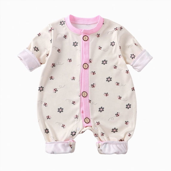 CAUYDY 3 6 9 Months 1T 2T Baby Boy Coming Home Outfits Newborn Sleepers Preemie Clothing Fall Winter Long Sleeved Bodysuit Infant Boys Pajamas Romper Pink for Sizes 9-12 Months