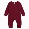thumbnail image 1 of CAUYDY 3 6 9 Months 1T 2T Baby Boys Pajamas Infant Long Sleeve Clothes for Girls Preemie Fall Winter Jumpsuit Newborn One-Pieces Sizes 0-4 Months,Wine, 1 of 9