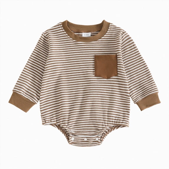 CAUYDY 3 6 9 Months Preemie Clothes Boy Newborn Sleepers 1T 2T Baby Boys Long Sleeve Romper Pajamas Infant Bodysuit Fall Winter Coffee for Sizes 6-12 Months