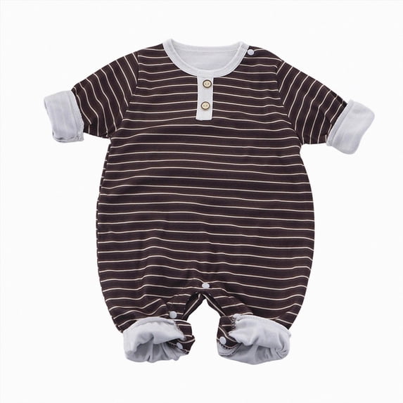 CAUYDY 3 6 9 Months Preemie Clothes Boy Newborn Sleepers 1T 2T Baby Boys Long Sleeve Romper Pajamas Infant Bodysuit Fall Winter Coffee for Sizes 9-12 Months