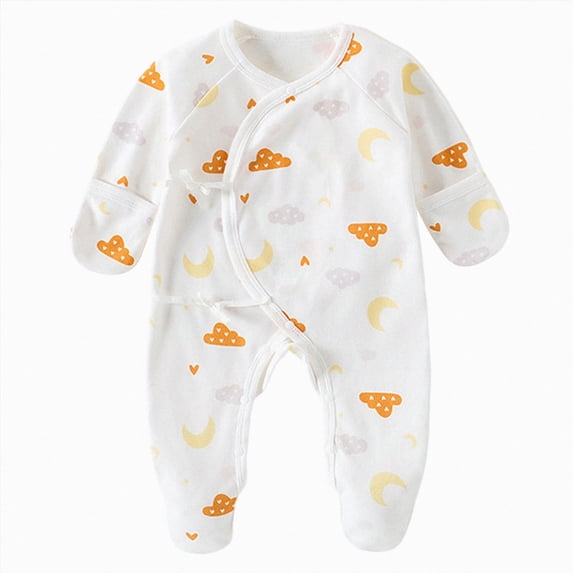 CAUYDY 3-6M 9-12M 18-24M Gift for Newborn Baby Boy Sleepers Preemie Clothes Long Sleeve Jumpsuit Fall Winter Infant Boys Romper Toddler Pajamas Yellow for Sizes 1-3 Months