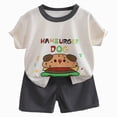 thumbnail image 1 of CAUYDY 3-9M 9-12M 12-18M Baby Toddler Summer Kids Outfit Pajama Set 2-Piece Soft Graphic T-Shirt & Comfy Shorts 4T 5T 6T Infant Sleepwear (Sizes 18-24 Months,F2-Dark Gray), 1 of 7