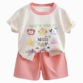 thumbnail image 1 of CAUYDY 3-9M 9-12M 12-18M Baby Toddler Summer Kids Outfit Pajama Set 2-Piece Soft Graphic T-Shirt & Comfy Shorts 4T 5T 6T Infant Sleepwear (Sizes 18-24 Months,F2-Pink), 1 of 7