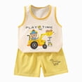 thumbnail image 1 of CAUYDY 3T-6T Baby Toddler Boy Summer Pajama Set Sleepwear Loungewear for Toddler Boys 2-Piece Breathable Sleeveless Shirt and Shorts 3M-9M Newborn Little Kids (Sizes 3-6 Months,L4-Light Yellow), 1 of 4