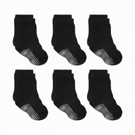 CAUYDY 5 6 7 Years Kids Socks Set 6PC School Girls Grip Crew Socks Mid Cut for Fall Winter Spring Summer Sizes 5-7 Years