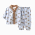 thumbnail image 1 of CAUYDY 5-6T 7-8Y 9-10Y Kid Pajamas Girl Clothing for Children Long Sleeve Shirt Elastic Pants 2Pcs Cute Fall Winter Set Girls Outfits Sizes 7-8 Years,Brown, 1 of 4