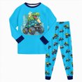 thumbnail image 1 of CAUYDY 5-6T 7-8Y 9-10Y Kids Sleepers Boy Clothing for Child Long Sleeve Top Elastic Waist Pants 2PCS Fall Winter Set Boys Pjs Sizes 7-8 Years,Sky Blue, 1 of 6