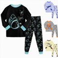 thumbnail image 1 of CAUYDY 5T 6T 7T 8Y 9Y 10Y Child Boy Pajamas Kids Gift Long Sleeved Shirt Elastic Waist Pants 2PCS Set Boys Fall Winter Outfits Sizes 7-8 Years,Yellow, 1 of 7