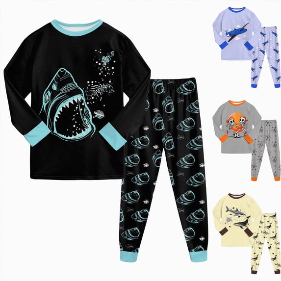 CAUYDY 5T 6T 7T 8Y 9Y 10Y Child Boy Pajamas Kids Gift Long Sleeved Shirt Elastic Waist Pants 2PCS Set Boys Fall Winter Outfits Sizes 7-8 Years,Yellow