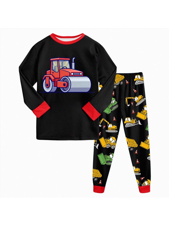 5T 6T 7T 8Y 9Y 10Y Child Boy Sleepwear Clothes for Kids Long Sleeve Shirt Elastic Pants 2Pcs Cute Set Boys Fall Winter Pajamas Sizes 8-9 Years,Red
