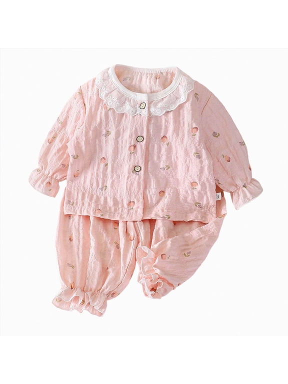 5T 6T 7T 8Y 9Y 10Y Child Girl Pajamas Kids Gift Long Sleeved Shirt Elastic Waist Pants 2PCS Set Girls Fall Winter Outfits Sizes 6-7 Years,Light Pink
