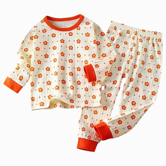 CAUYDY 5T 6T 7T 8Y 9Y 10Y Children Sleepers Boy Outfits for Kid Fall Winter Long Sleeve Shirt and Pants Set Boys Clothing Sizes 7-8 Years,Orange