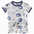thumbnail image 1 of CAUYDY 6-12M 12-18M 18-24M Infant Toddler Baby Summer Kids Outfit Pajama Set 2-Piece Casual Graphic T-Shirt & Comfy Shorts 2T 3T 4T Child Loungewear (Sizes 6-12 Months,H3-Blue), 1 of 6