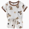 thumbnail image 1 of CAUYDY 6-12M 12-18M 18-24M Infant Toddler Baby Summer Kids Outfit Pajama Set 2-Piece Casual Graphic T-Shirt & Comfy Shorts 2T 3T 4T Child Loungewear (Sizes 3-4 Years,H3-Brown), 1 of 6