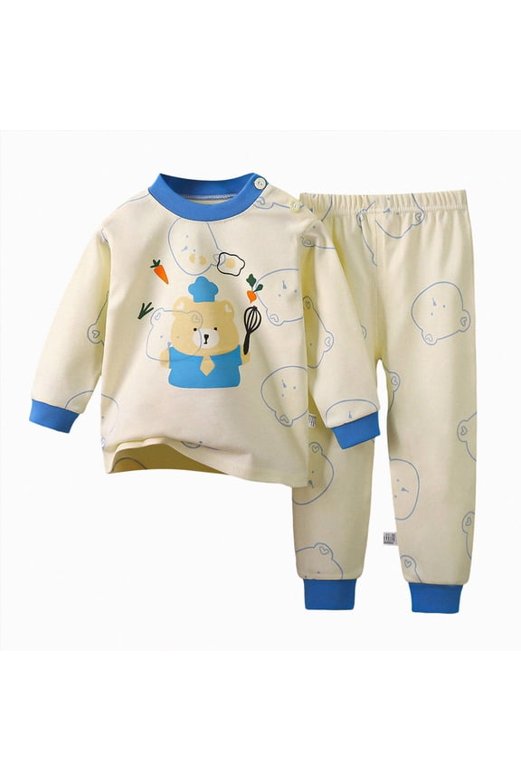 6M 9M 12M Unisex Baby Clothes Preemie Girls Pjs Newborn Boys Sleepers Soft Long Sleeve Top Elastic Pants 2Pcs Set Infant Outfits Winter,Blue
