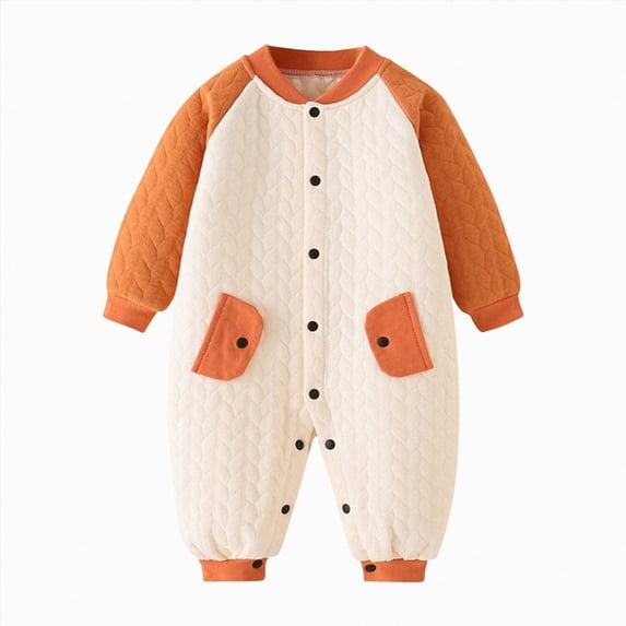 CAUYDY Baby Boy Coming Home Outfits Newborn Sleepers 0 3 6 9 12 18 24 Months Preemie Clothes Long Sleeve Bodysuit Infant Boys Pajamas Fall Winter Romper Orange for Sizes 3-6 Months