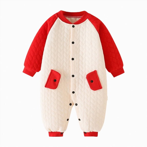 CAUYDY Baby Boy Coming Home Outfits Newborn Sleepers 0 3 6 9 12 18 24 Months Preemie Clothes Long Sleeve Bodysuit Infant Boys Pajamas Fall Winter Romper Red for Sizes 12-18 Months