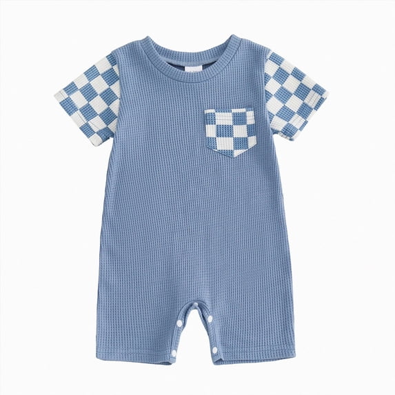 CAUYDY Baby Boy Rompers Cotton Clothes, Rompers for Newborn, Infant, and Baby Boy Short Sleeve Summer Clothing(C101-Blue,3-6 M)