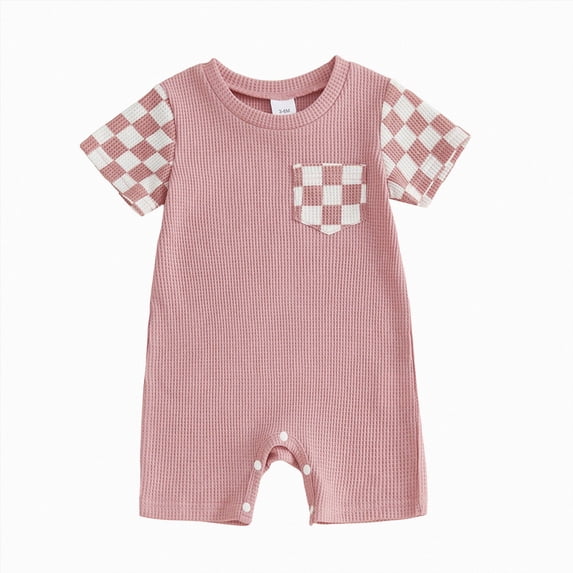 CAUYDY Baby Boy Rompers Cotton Clothes, Rompers for Newborn, Infant, and Baby Boy Short Sleeve Summer Clothing(C101-Pink,3-6 M)