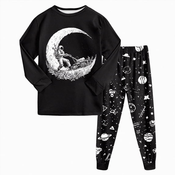 CAUYDY Baby Boy Sleepwear Little Kids Pajamas 2T-5T Fall Winter Long Sleeve Top Elastic Pants 2Pcs Comfy Set Toddler Clothes Child Outfits for Boys Sizes 3-4 Years,Black