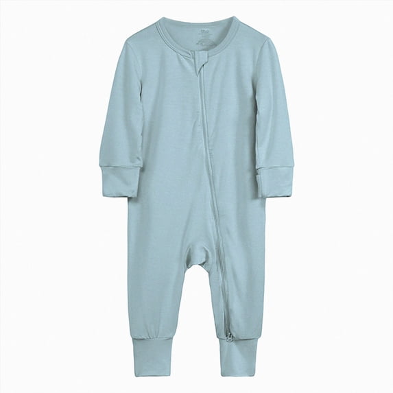 CAUYDY Baby Boys Bodysuit Newborn Sleepers Preemie Long Sleeved Romper Infant Boy Pajamas Fall Winter Toddler Clothes 0 3 6 9 12 18 24 Months Light Blue for Sizes 18-24 Months