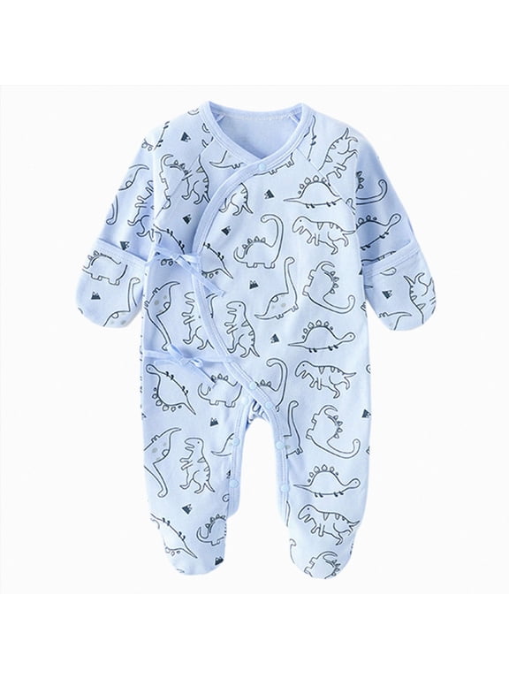 Baby Boys Clothing Preemie Romper 3-6M 9-12M 18-24M Newborn Long Sleeved Sleepers Fall Winter Infant Boy Soft Pajamas Toddler Bodysuit Light Blue for Sizes Newborn