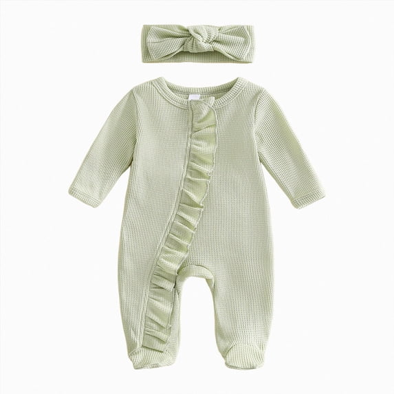 CAUYDY Baby Boys One-Pieces Fall Winter Infant Sleepwear for Girls Preemie Long Sleeved Pjs Unisex Newborn Clothing 3-6M 9-12M 18-24M Sizes 3-6 Months,Green