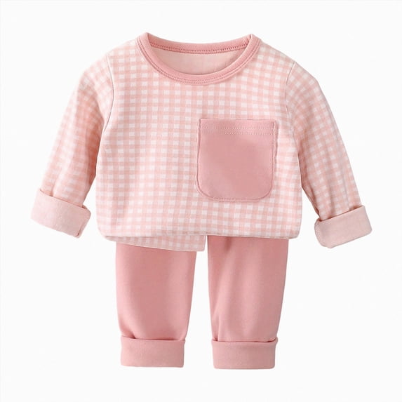 CAUYDY Baby Boys Pjs Infant Sleepers for Boy Long Sleeved Shirt Elastic Waist Pants 2Pcs Set Newborn Pajamas Preemie Clothes Fall Winter 0M 3M 6M 9M 12M Sizes 9-12 Months,Pink