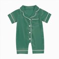 thumbnail image 1 of CAUYDY Baby Boys Romper Spring Summer Infant Sleepers for Girls Preemie Short Sleeve Pajamas Unisex Newborn Clothes 3 6 9 12 18 24 Months Sizes 18-24 Months,Dark Green, 1 of 4