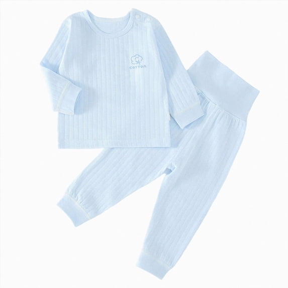 CAUYDY Baby Boys Sleepers Little Kid Pajamas Fall Winter Long Sleeve Shirt Elastic Waist Pants 2 Piece Soft Set Child Outfits Toddler Clothes for Boy 2T-5T Sizes 2-3 Years,Light Blue