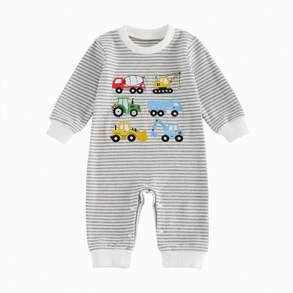 CAUYDY Baby Boys Sleepers Newborn Clothes 3 6 9 Months 1T 2T Fall Winter Preemie Long Sleeve Romper Infant Boy Comfy Pajamas Toddler Loungewear Grey for Sizes 3-6 Months