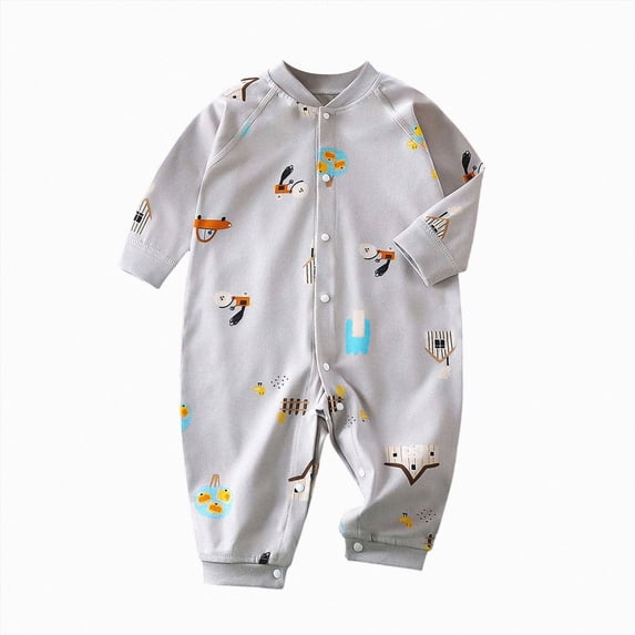 CAUYDY Baby Boys Sleepers Preemie Clothes 0 3 6 9 12 18 24 Months Newborn Long Sleeve Bodysuit Infant Boy Cute Romper Fall Winter Toddler Pajamas Grey for Sizes 18-24 Months