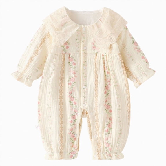 CAUYDY Baby Coming Home Outfit Girls Bodysuit Long Sleeve Romper 3 6 9 12 18 24 Months Newborn Fall Winter Pajamas Preemie Infant Girl Sleepers Sizes 9-11 Months,Pink