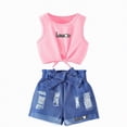 thumbnail image 1 of CAUYDY Baby Girl Clothes Toddler Summer Outfits Sleeveless Ruffle Tank Top Shorts Sets for Infant Girls 6 9 12 18 24 Months Kids Girls 3T 4T 5T 6T 7T (Sizes 9-10 Years,D01-Pink), 1 of 5