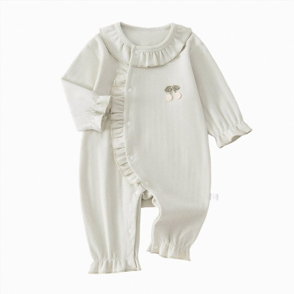 CAUYDY Baby Girl Coming Home Outfits Newborn Clothes 6 9 12 18 Months Preemie Long Sleeve One-Pieces Fall Winter Infant Girls Pajamas Toddler Romper Sizes 0-3 Months,Light Gray