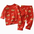 thumbnail image 1 of CAUYDY Baby Girl Pjs Toddler Boys Outfits Long Sleeve Tee Shirt Elastic Waist Pants 2 Piece Set Soft Little Kid Clothes Winter 4T 5T,Watermelon Red, 1 of 6
