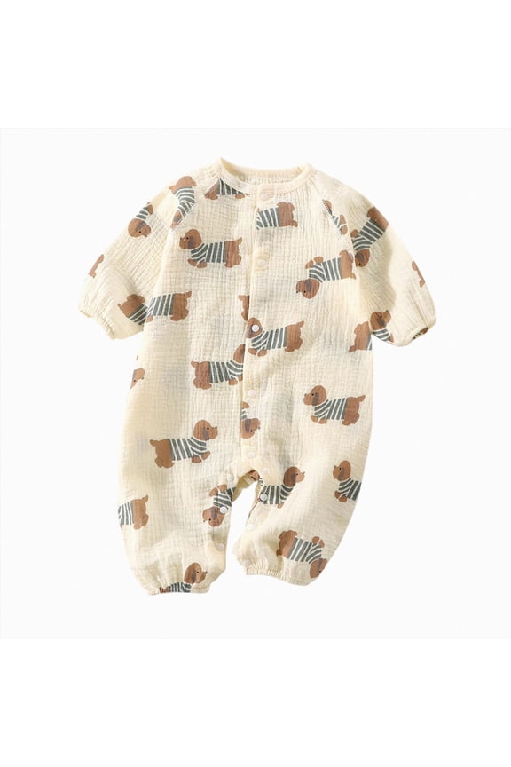 Baby Girls Boys Pajamas Long Sleeve Bodysuit Romper Fall Winter 0 3 6 9 Months Newborn Sleepers 1T 2T Toddler Loungewear Clothes Sizes 6-12 Months,Brown