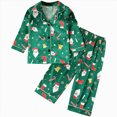 thumbnail image 1 of CAUYDY Baby Girls Boys Silk Christmas Pajamas Set Santa Claus Long Sleeve Button Down Shirts and Pants Xmas Satin Pj Sets(Green,7-8 Y), 1 of 7