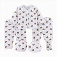 thumbnail image 1 of CAUYDY Baby Girls Coming Home Outfits Infant Boys Pajamas Preemie Layette Long Sleeve Shirt Warm Hat 2Pants Bib 5Pcs Cotton Set for Newborn Fall Winter Sizes 0-3 Months,Brown, 1 of 5