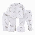 thumbnail image 1 of CAUYDY Baby Girls Coming Home Outfits Infant Boys Pajamas Preemie Layette Long Sleeve Shirt Warm Hat 2Pants Bib 5Pcs Cotton Set for Newborn Fall Winter Sizes 0-3 Months,Khaki, 1 of 5