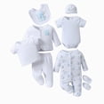 thumbnail image 1 of CAUYDY Baby Girls Going Home Outfits Preemie Boys Layette Set 8 Pieces Fall Soft Clothing Infant Sleepers Picture Outfit for Unisex Newborn Sizes 0-3 Months,Light Blue, 1 of 8