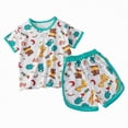 thumbnail image 1 of CAUYDY Baby Girls' Summer Shorts Set Toddler 2 Piece Clothes Kids Outfits Cute Drop Shoulder T-shirt & Short Set for 1T 2T 3T 4T 5T 6T Newborn Girl Pajamas (Sizes 6-7 Years,D1-Mint Green), 1 of 4