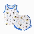 thumbnail image 1 of CAUYDY Baby Toddler 9M 12M 18M Boy Girl Summer Outfit Pajamas Set 2-Piece Soft Sleeveless Top and Shorts 3T-6T Kids Loungewear (Sizes 1-2 Years,L4-Dark Blue), 1 of 9